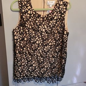 Crochet overlay silk tank